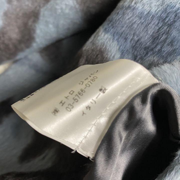 極美品 超希少 エトロ ETRO ラビットファー リバーシブル 2way 毛皮コート ハーフコート 42 総柄 大きいサイズ XL