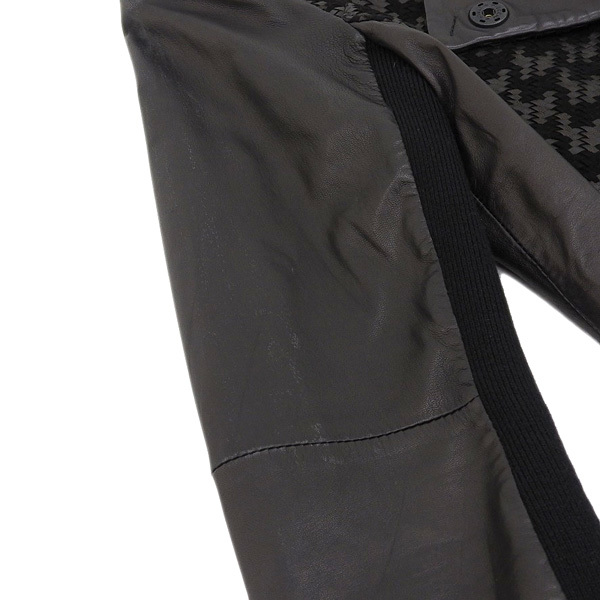 超美品 エンポリオアルマーニ ARMANI レザー×ニットジャケット 黒 サイズ38 レディース 272595_画像4