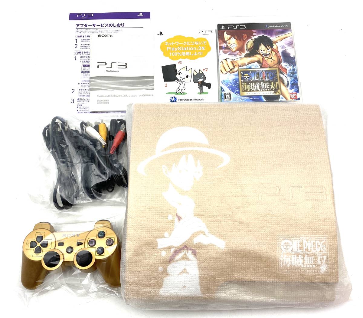 【デッドストック☆未使用品】 SONY ソニー PS3 プレステ 3 ワンピース 海賊無双 CECH-3000B Gold Edition PlayStation プレイステーション_画像2