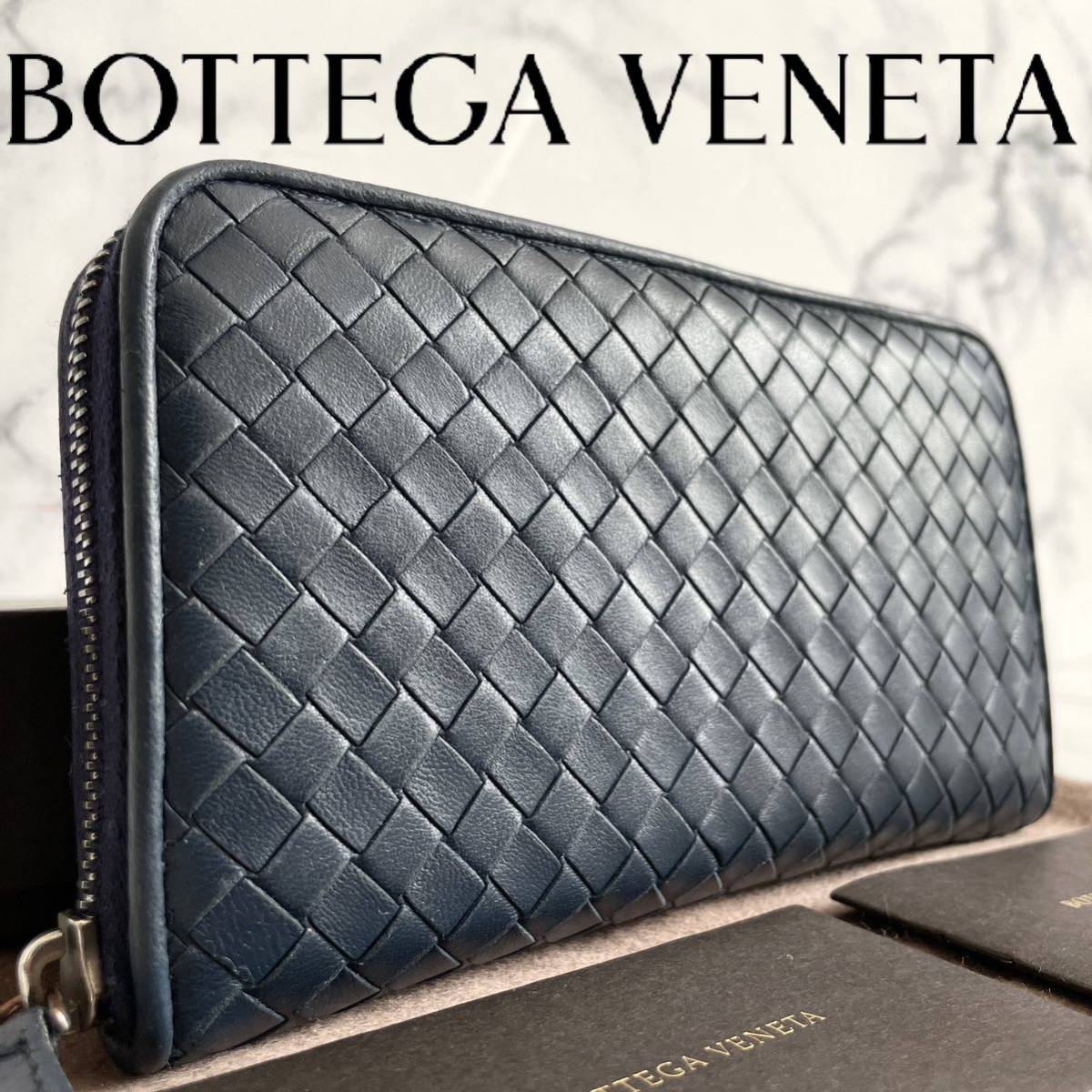定番キャンバス 極美品BOTTEGA VENETAラウンドジップ長財布イントレ