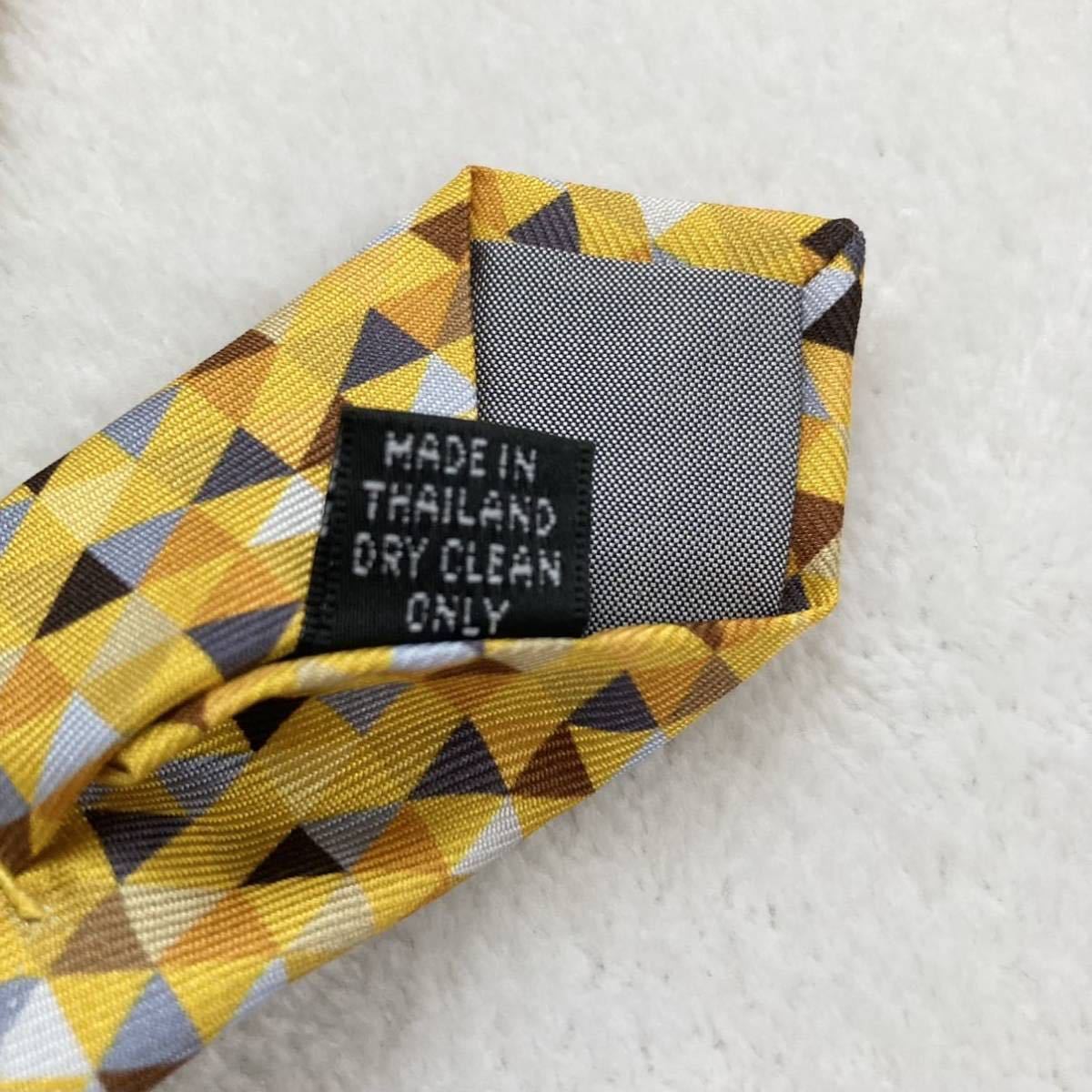 【送料無料】 美品　JIM THOMPSON ジムトンプソン　ネクタイ　スーツ　シルク100%　タイ製　ビジネス　イエロー　黄色　アクセント　さし色