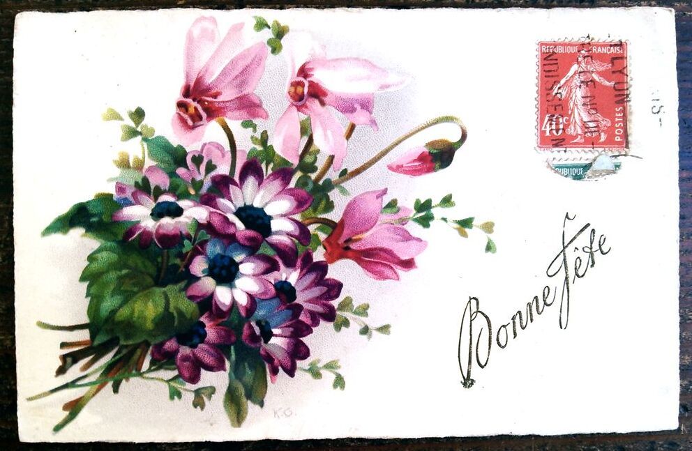 花(6)S38◆アンティークポストカード フランス ドイツ ベルギー イタリア イギリス ビンテージ 外国絵葉書_画像1