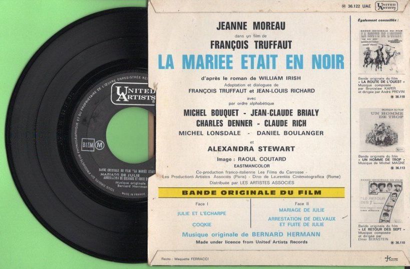 0( =^*_*^)=0*. record EP* black .. bride * Bernard * Hamann * franc sowa* truffle .-*La Mariee Etait en Noir*Bernard Herrmann*