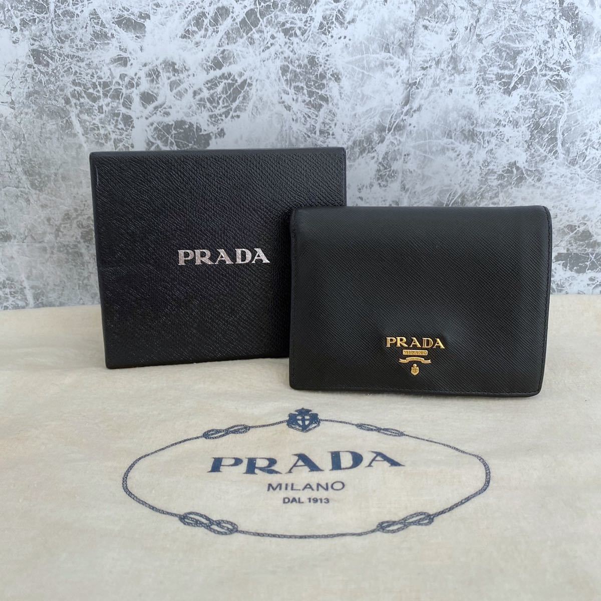 プラダ サフィアーノ レザー 二つ折り財布 ブラック PRADA | labiela.com
