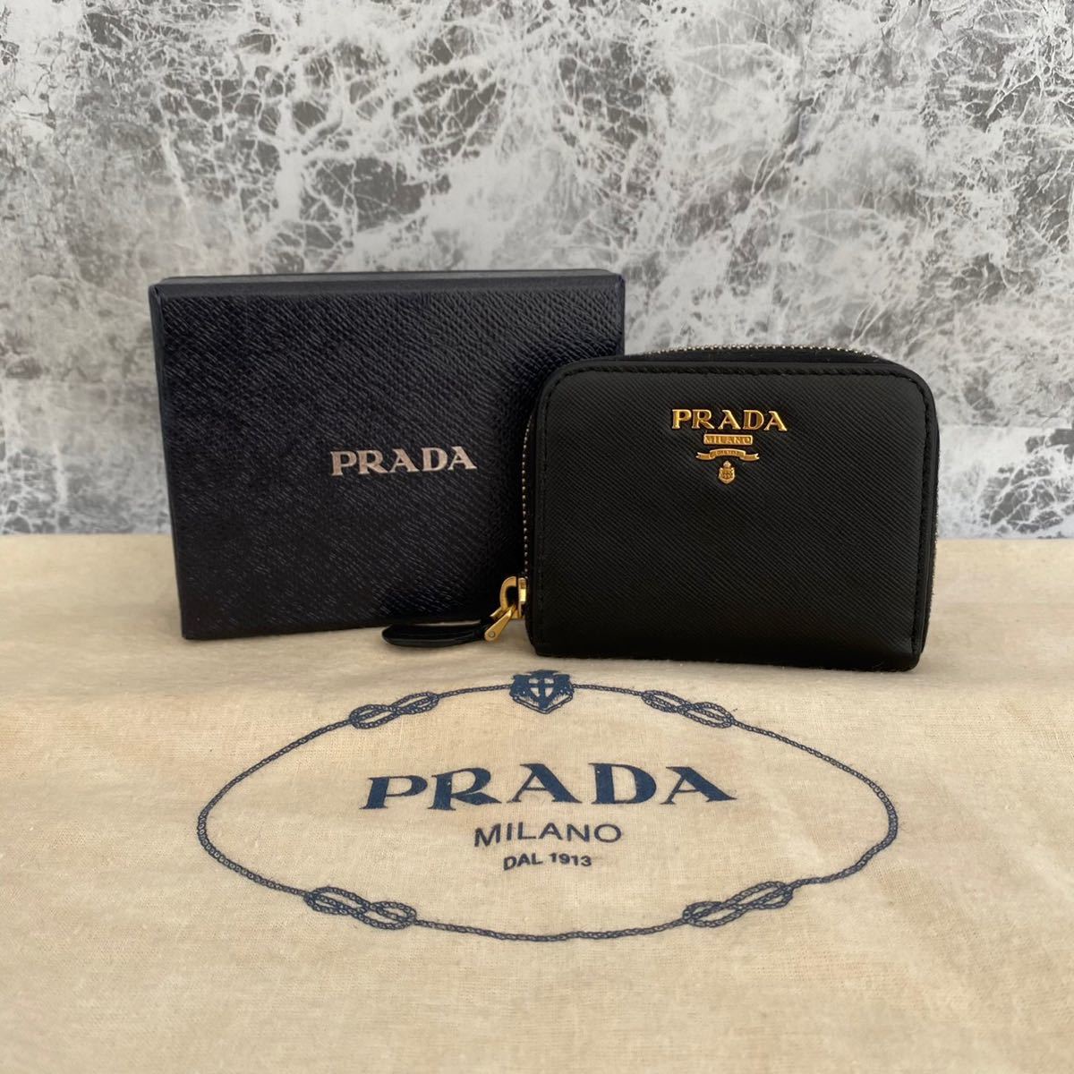 極美品 PRADA プラダ サフィアーノ コインケース 小銭入れ ブラック-