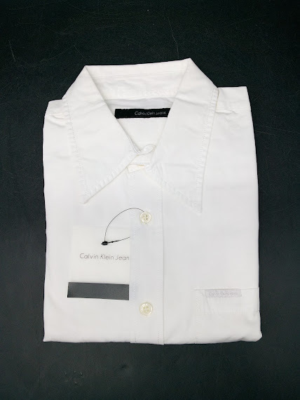 v Calvin Klein jeans men's shirt 3 pieces set / shirt long sleeve M size white black stripe business suit men's dress shirt 