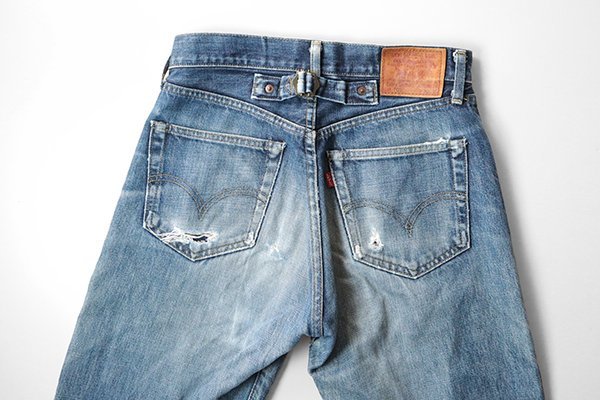 LEVI'S (LVC) ◆40年代復刻 702 ダメージ デニムパンツ インディゴ W30 ジーンズ ボタンフライ セルビッチ 片面タブ リーバイス ◆XE18_画像6