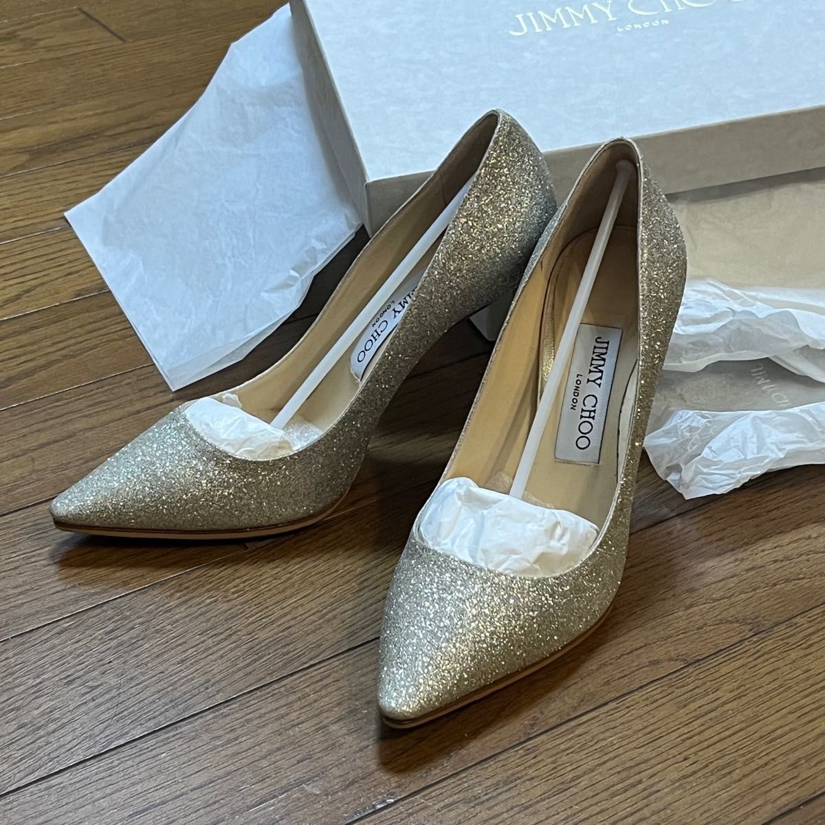 ジミーチュウ Jimmy choo ブライダルシューズ Romy100 美品 グリッター