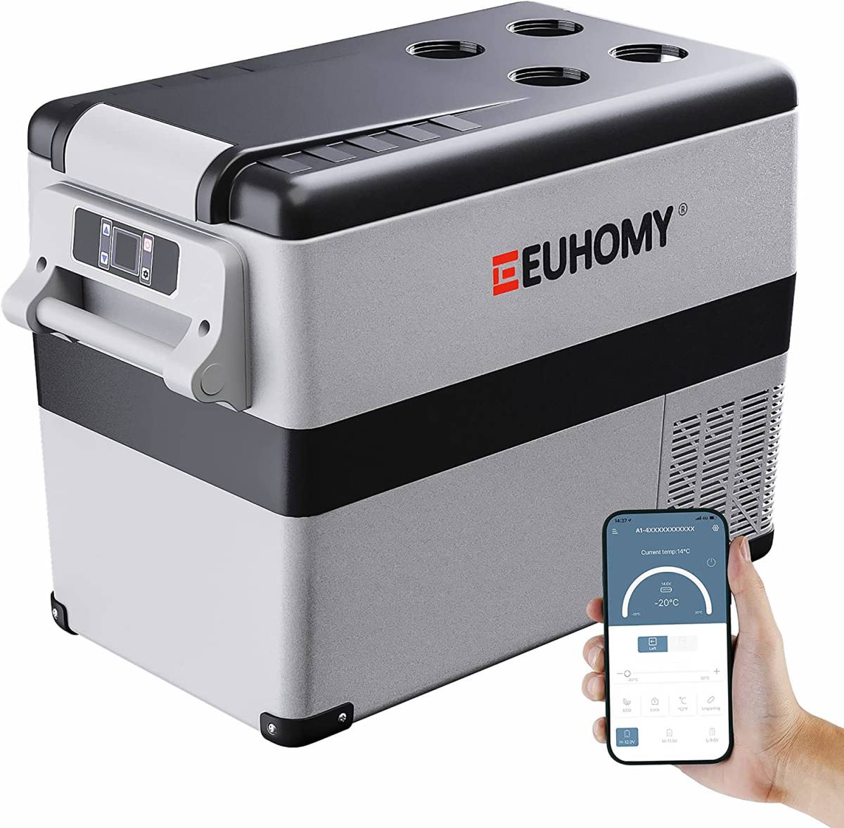 Euhomy 12ボルト冷蔵庫、45リットル(48クォート) カー冷蔵庫、RV冷蔵庫、12/24V DCおよび110-240V ACn100