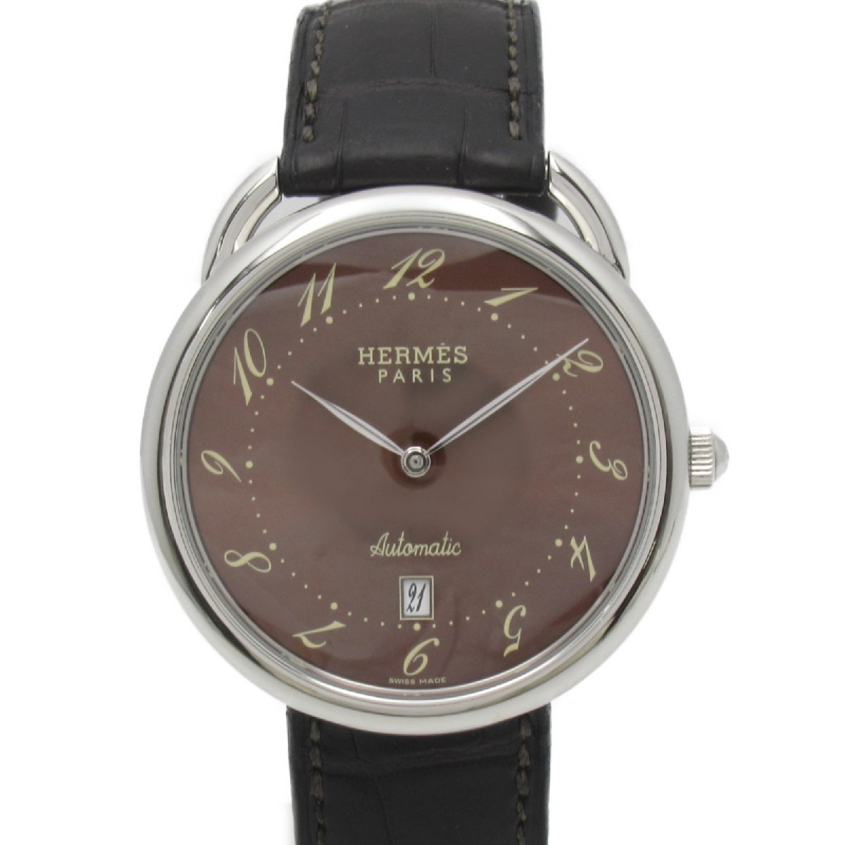 HERMES エルメス 腕時計 アルソー 腕時計 ブラウン系 ステンレススチール  メンズ