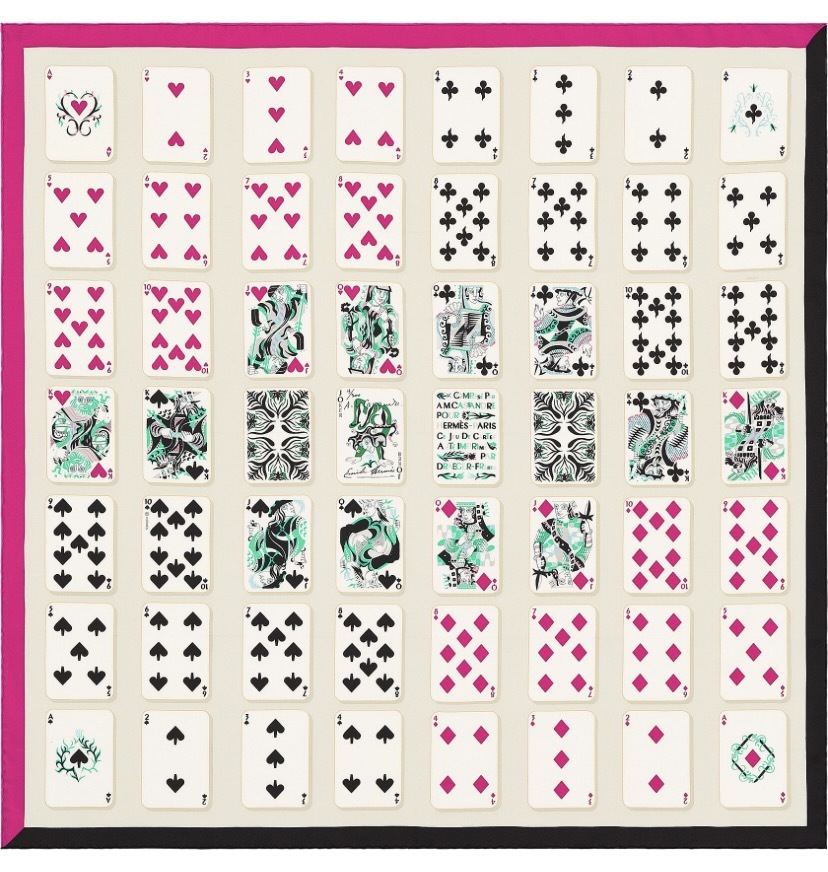 即日無料発送☆エルメス カレ90 シルクスカーフ [JEU DE CARTE