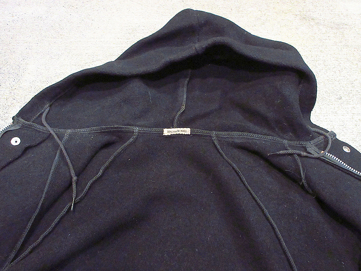  Vintage 50*s* boys with a hood . wool coat black size 14*221227j1-k-ct old clothes 1950s plain outer 