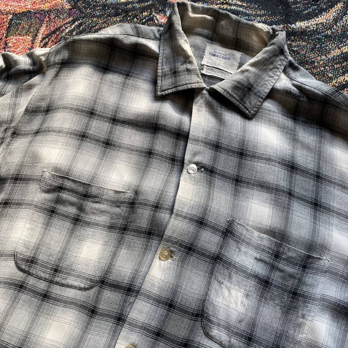 50s 60s ビンテージ RAYON SIZE タウンクラフト CRAFT レーヨンシャツ