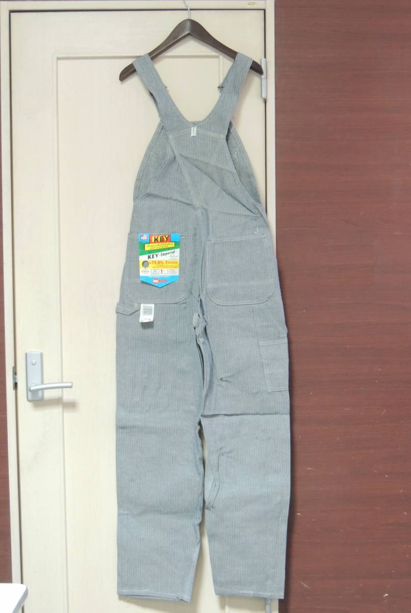 ◆ 新品 USA製 80S デッドストック 30インチ KEY IMPERIAL キー インペリアル OVERALLS オーバーオール ヘリンボーン デニム アメリカ製