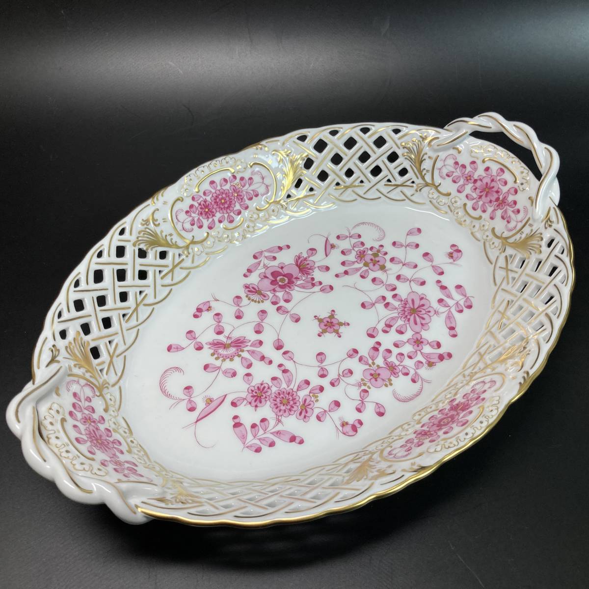 1級品】meissen マイセン インドの華 透かし オープン 両手付オーバル
