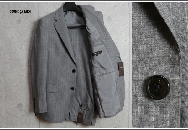  new goods Comme Ca men New Classic pinstripe suit 48L ash 7.1 ten thousand jpy 2