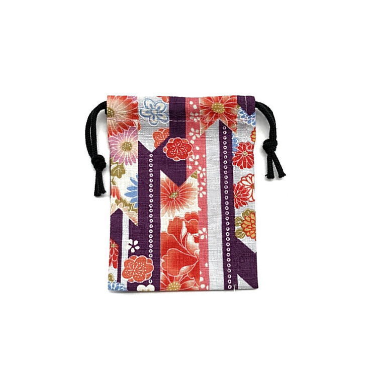  super Mini pouch *SSS sack [ peace pattern arrow feather floral print purple purple ] pouch / amulet sack / pouch / small amount . sack / inset less / made in Japan / present / arrow ./ flower / old .