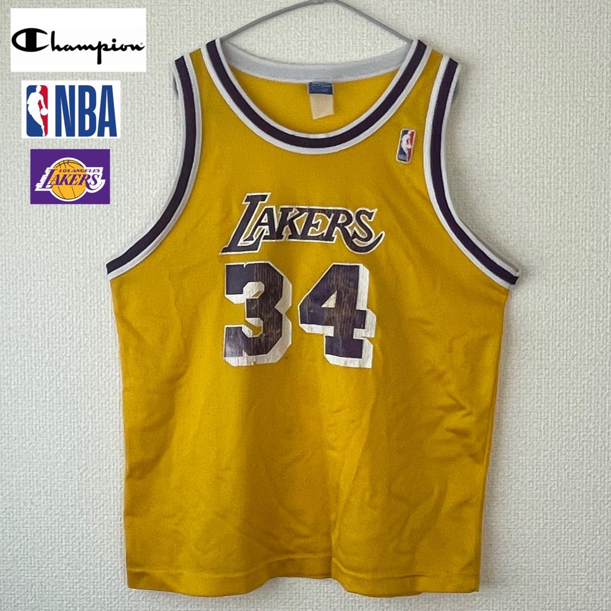 Champion Lakers NBA s 青タグ 番 シャキール・オニール バスケ