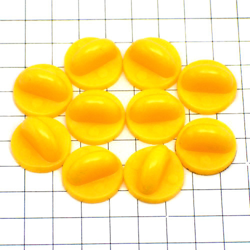 ピンバッジの留め具◆ゴム製キャッチ黄色10個で１セット止具ピンズ用ピンバッチ_画像1