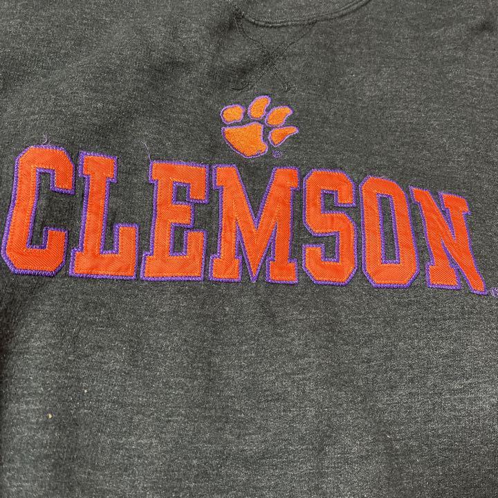 OVB CLEMSON ロゴ刺繍 ワッペン トレーナー スウェット メンズ XL トップス プルオーバー パーカー 足跡 USA輸入 NCAA 古着 送料無料