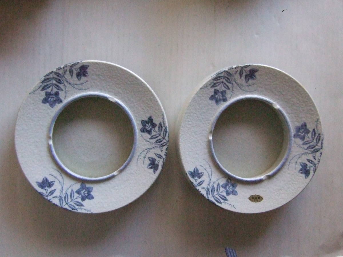 灰皿 2個まとめて 有田焼 哲三郎窯 丸形 陶器製 染付 約20.7㎝×高さ約5㎝の画像1