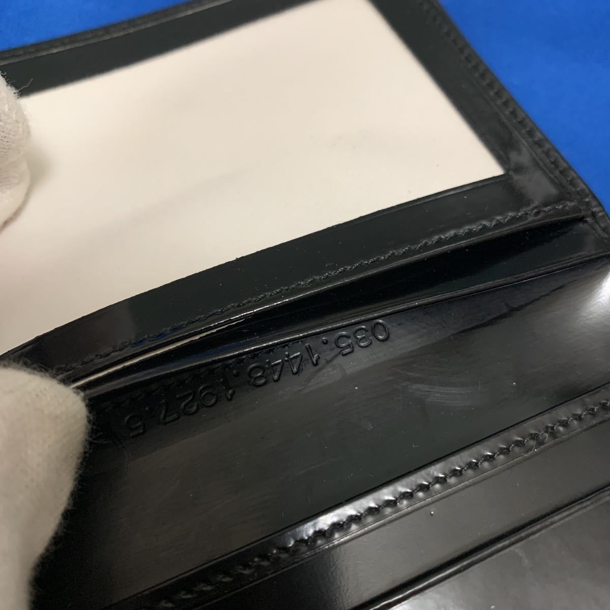GUCCI 2つ折り財布 ブラック エナメル インターロッキングGG 035 1448