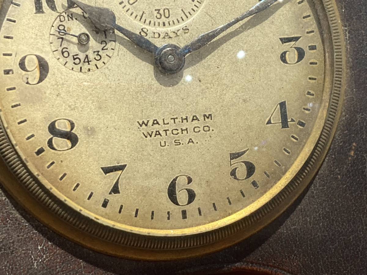S2350 WALTHAM WATCH CO. ８DAYS 下リューズ ウォルサム 手巻き 大型 懐中時計 ヴィンテージ vintage ウォッチ ジャンクの画像4