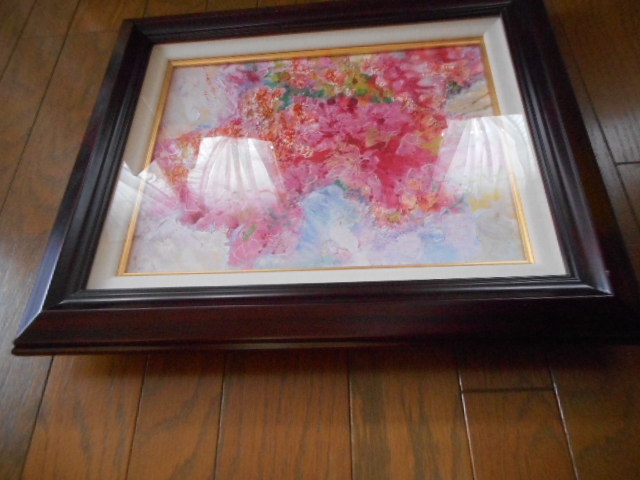  oil painting . oil painting original picture picture etc. door .. one azalea . flower antique collection 
