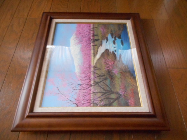  oil painting . oil painting original picture picture etc. spring. Ogawa plum Sakura snowy mountains snow ...... birth antique collection 