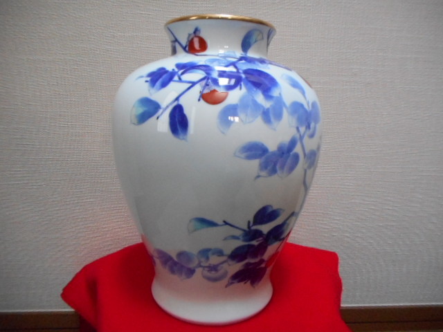 花器 花瓶 深川製磁 花 柿 ハチ 蜜蜂 ミツバチ 大型 茶器 茶碗 花器 花瓶 深川製磁 花 柿 ハチ 蜜蜂 ミツバチ 大型 茶器 茶碗