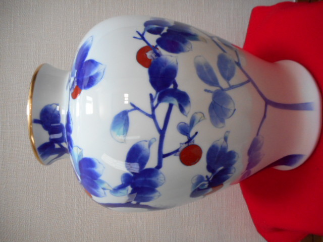 花器 花瓶 深川製磁 花 柿 ハチ 蜜蜂 ミツバチ 大型 茶器 茶碗 花器 花瓶 深川製磁 花 柿 ハチ 蜜蜂 ミツバチ 大型 茶器 茶碗