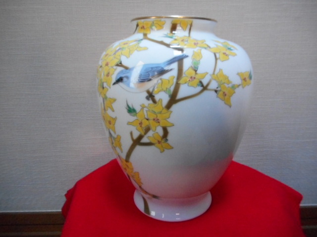 買取店舗 花器 花瓶 深川製磁 黄色 花 鳥 大型 茶器 茶碗 生花 香蘭社
