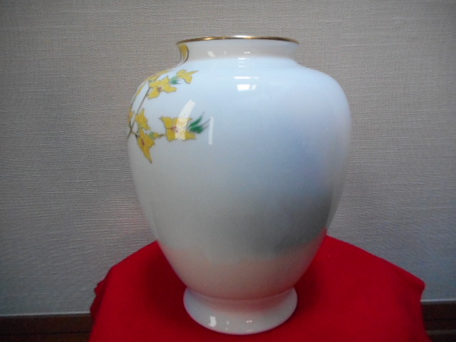 花器 花瓶 深川製磁 黄色 花 鳥 大型 茶器 茶碗 生花 香蘭社 花器 花瓶 深川製磁 黄色 花 鳥 大型 茶器 茶碗 生花 香蘭社