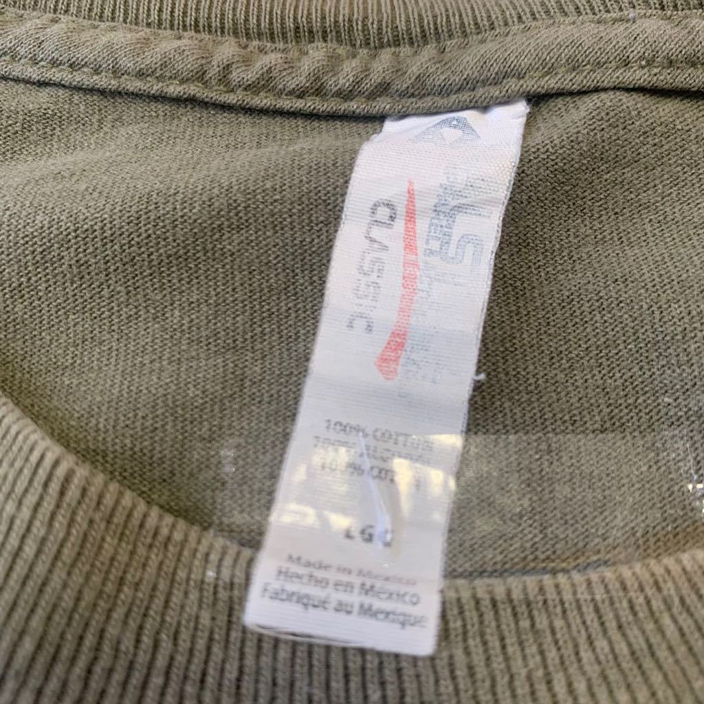 沖縄 米軍放出品 USMC MARINE 半袖 Tシャツ オシャレ ファッション 古着 ビンテージ LARGE OD (管理番号OP64)の画像5