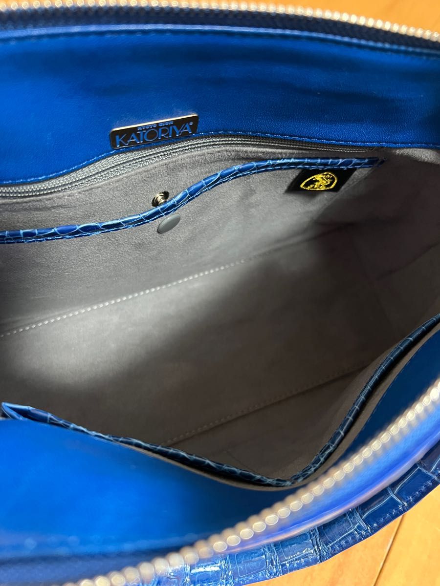 香鳥屋 美品 プレステージ JRA ブルー クロコダイル 2way バッグ