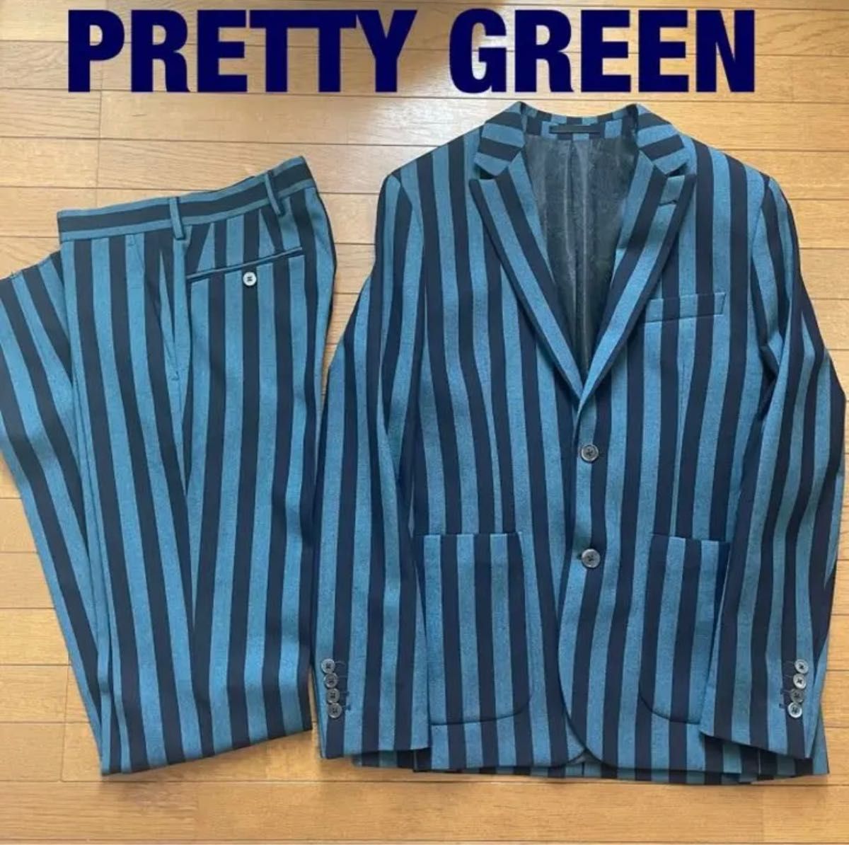 PRETTY GREEN ストライプ セットアップスーツ　ブルー