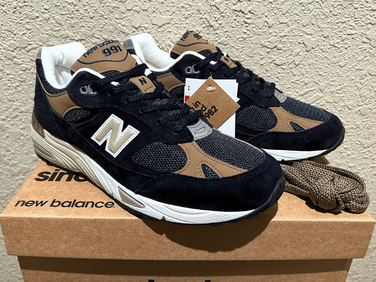 国内正規品 UK製 New Balance M991DNB US8 ダークネイビー×ブラウンベージュ 未使用 イギリス英国製 NB 紺 スニーカー Made In England