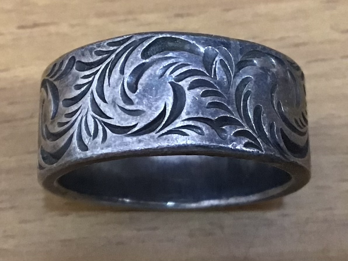 岩崎翔明 シルバーリング Nautilus Art Jewelry ノーチラス アートジュエリー 23号相当 唐草模様 SILVER刻印 社外箱付き_の画像2