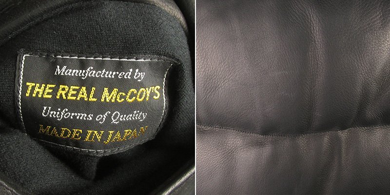 MWJ20939 REAL McCOY'S リアルマッコイズ ディアスキン レザー ダウンジャケット 40 ブラック_画像10