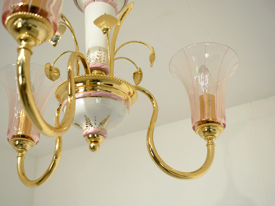  Italy f.fabbian Murano glass × ceramics chandelier 3 light /ya Magi wabene Cheer murano Classic baccarat VENINIro cocoa -ru Novo -
