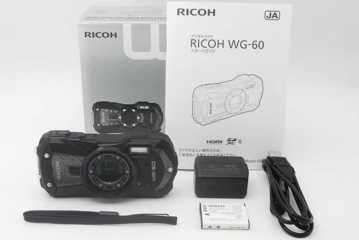 RICOH WG-60 ブラック 本格防水デジタルカメラ 14メートル防水 耐衝撃