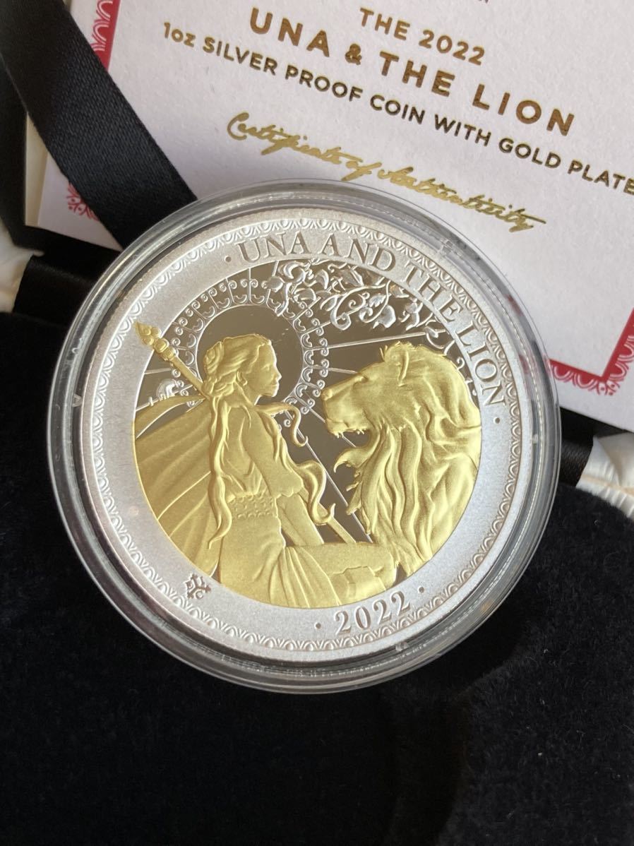 2022年 ウナとライオン Gilt・GOLD PLATE版 セントヘレナ 1オンス銀貨
