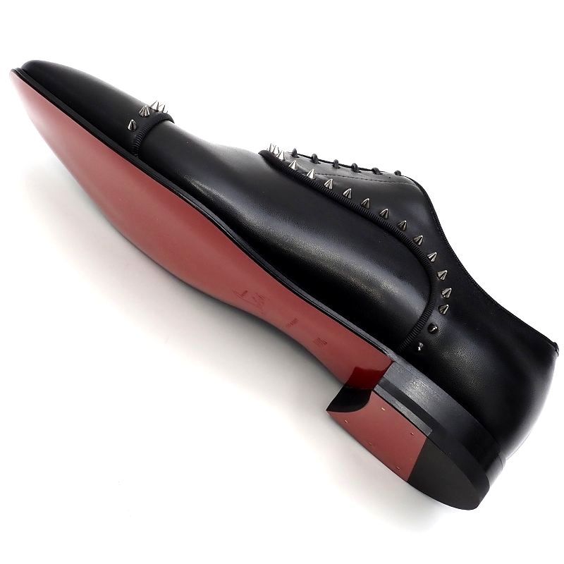 L0393S 未使用品 Christian Louboutin/スタッズ レザーシューズ 【サイズ：40.5】 ブラック ETON FLAT クリスチャンルブタン_画像7