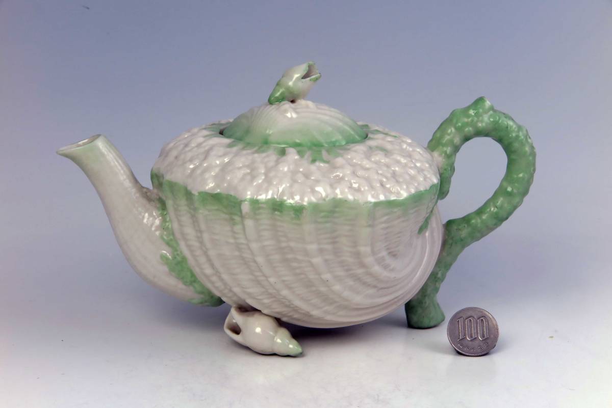 　　Belleek　=　Old-Teapot　=シェルタイプ＝GREEN (1級品). 貴重品　　_画像1