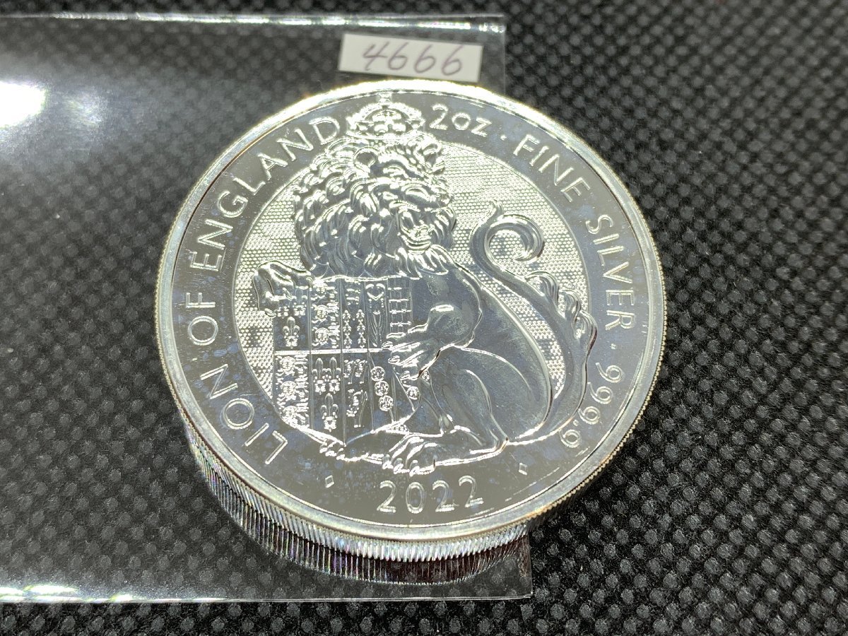 62.2グラム 2022年 (新品) イギリス「ロイヤルチューダービースト・イギリスのライオン」純銀 2オンス 銀貨の画像1