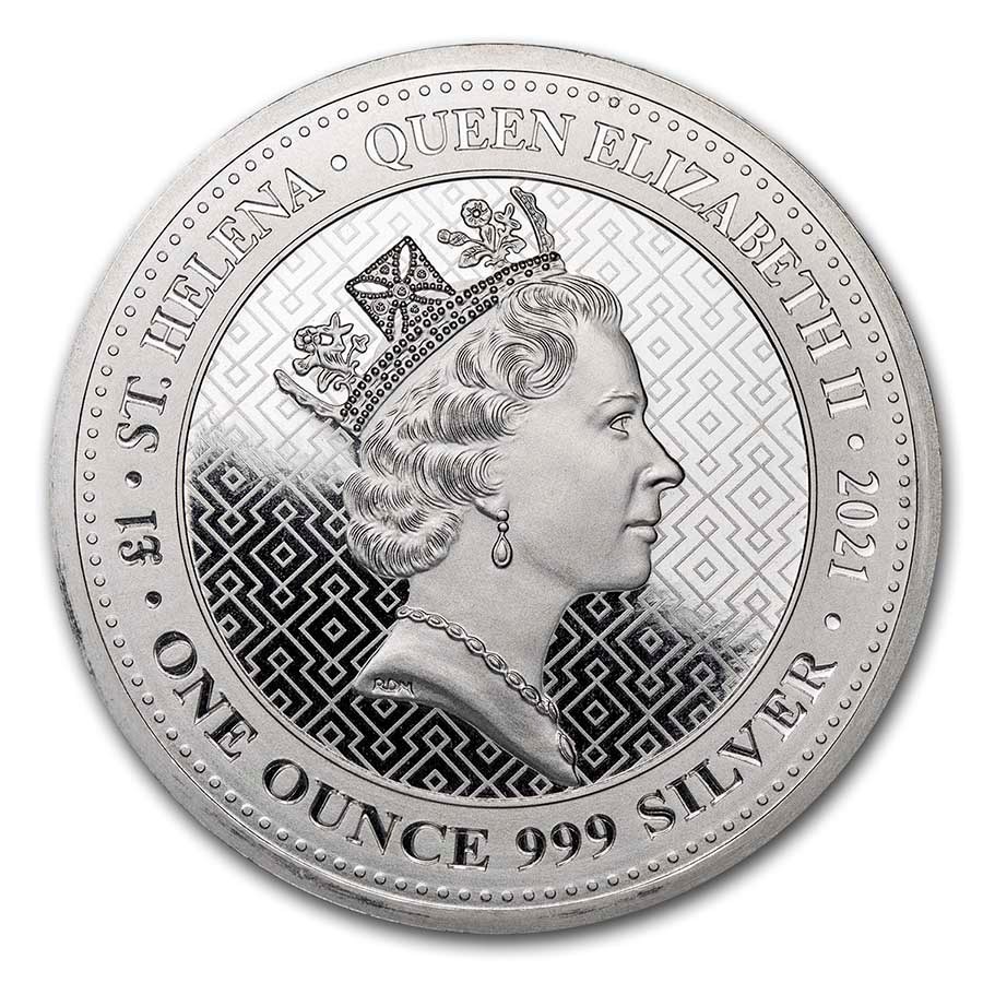 [保証書・カプセル付き] 2021年 (新品) セントヘレナ「女王の美徳・勝利 」純銀 1オンス 銀貨の画像2