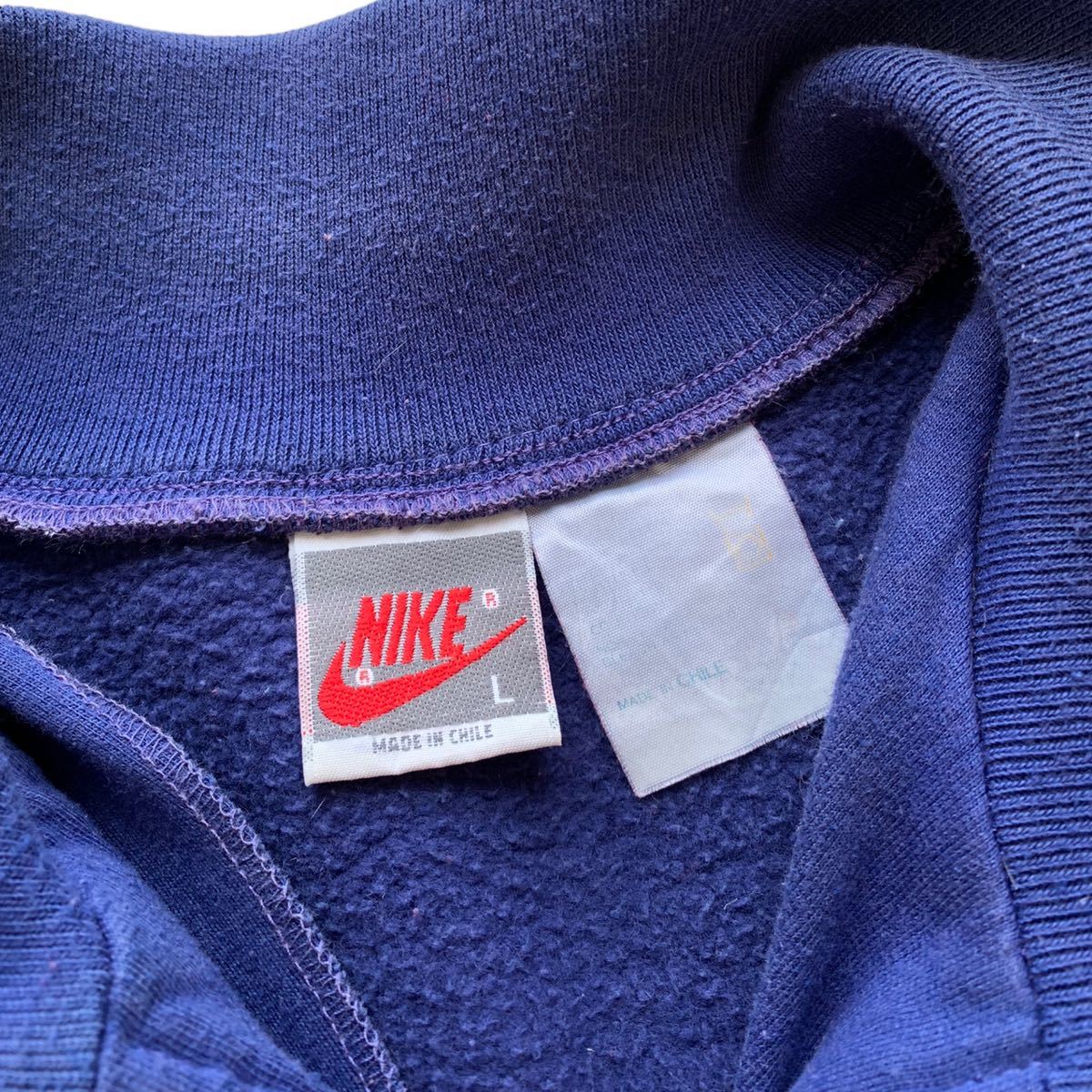 90's 初期 銀タグ NIKE マルチカラー ハーフジップ プルオーバー スウェット ヴィンテージ オールド ナイキ スウッシュ ロゴ 刺繍_画像3