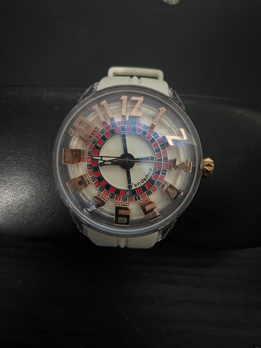 日本最大級 テンデンスキングドーム腕時計 テンデンス 腕時計 時計 ホワイト ピンク スワロフスキー ジャンク品