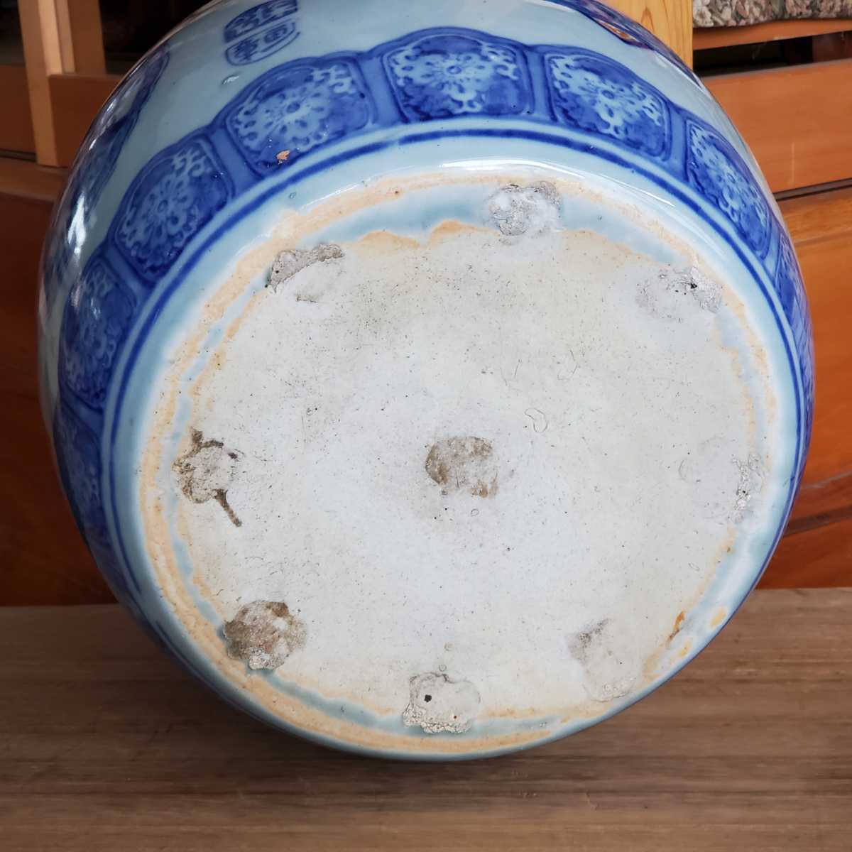 最も優遇 旧蔵50年以上唐物染め付けみや古焼窓絵陶磁器大火鉢水槽大