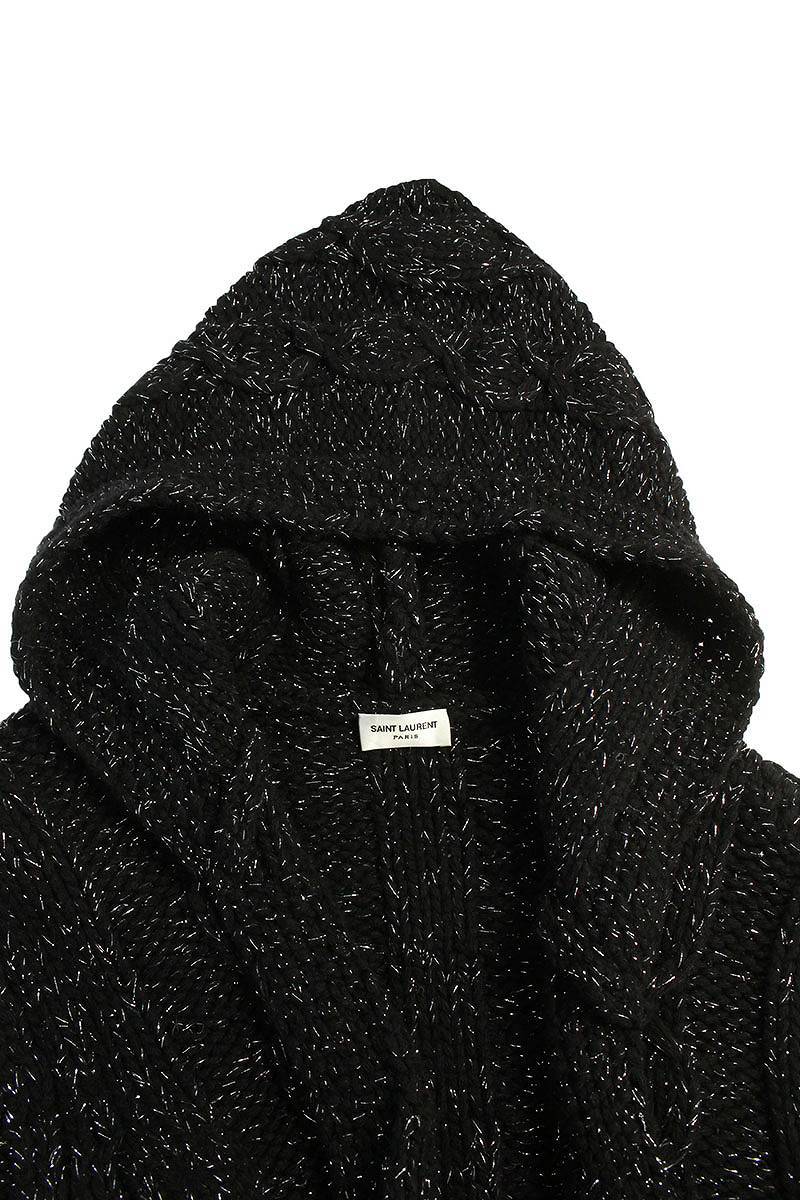 サンローランパリ SAINT LAURENT PARIS 712146 Y75SS サイズ:L ツイードフーデットニット 中古 SJ02_画像4